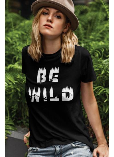 Be Wild Siyah Outdoor Kadın Tshirt - Tişört