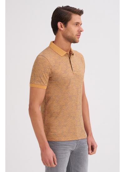 Çizgi Triko Erkek Tişört Slim Fit Polo Yaka Desenli Kolu Lastikli %100 Pamuk Kumaş - BAL