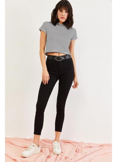 Kadın Siyah Yüksek Bel Skinny Jeans