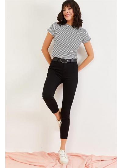 Kadın Siyah Yüksek Bel Skinny Jeans